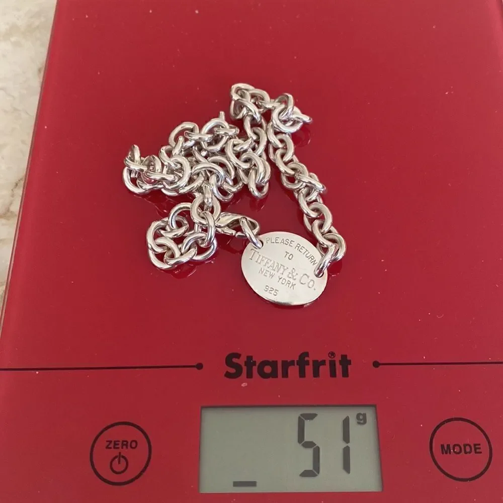 Tiffany & Co. Return To Tiffany Oval Tag Chunky Rolo Link Necklace 925 Sterling - Picture 10 of 12